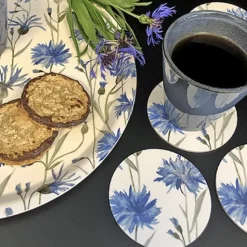 Blåklint glasunderlägg 4-pack