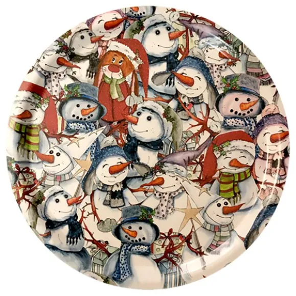 Rund bricka Snowmen all over